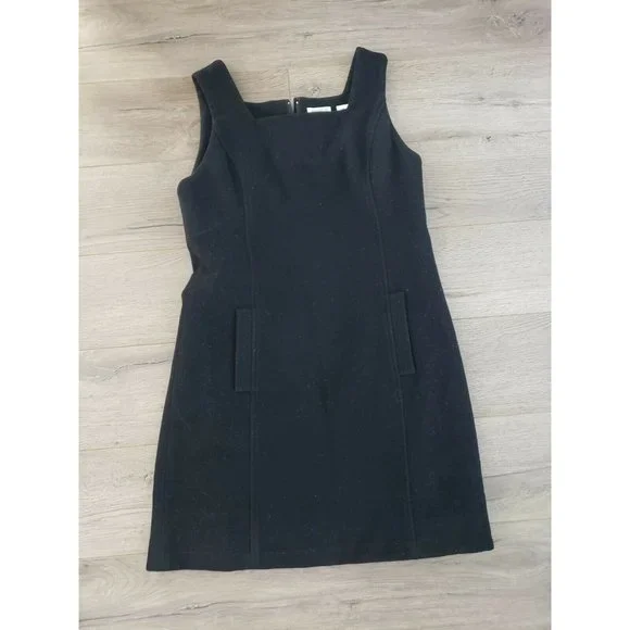 LOFT | Dresses | Ann Taylor Loft Sz 6 Wool Blend Tank Sheath Black Mini One  Piece Dress | Poshmark